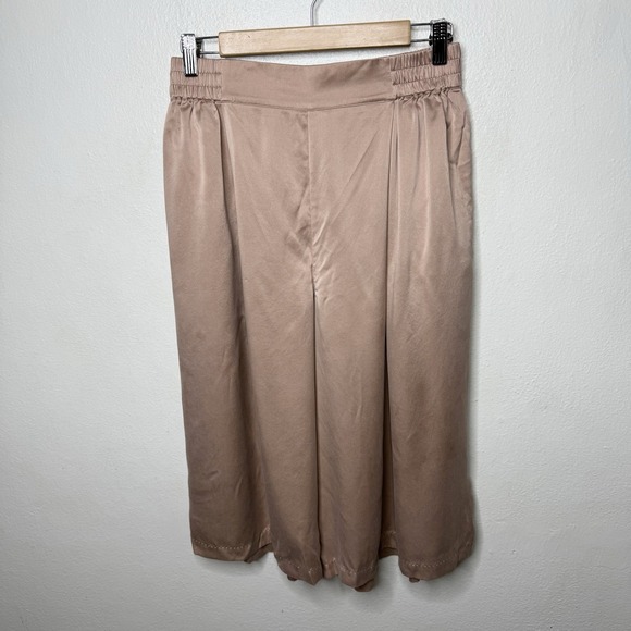 Lunya Washable Silk Crop Wide Leg Pants Otium Tan Women's Medium Luxury Cropped - Picture 1 of 13